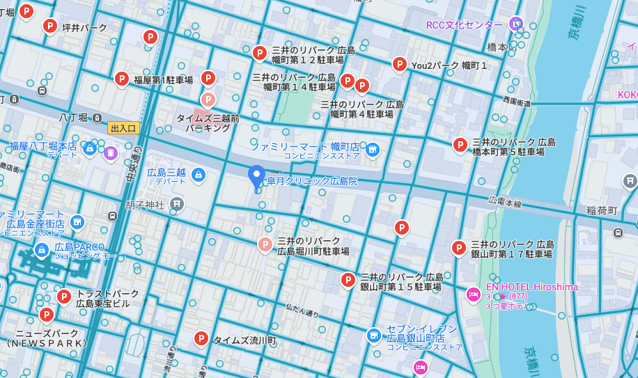皐月クリニック広島院周辺の駐車場情報