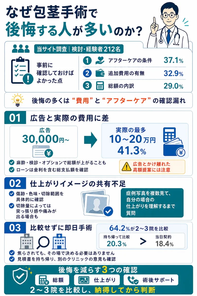 包茎手術で後悔する人がなぜ多いかの理由
