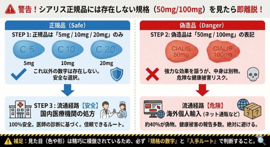 シアリスの正規品に存在しない規格まとめ