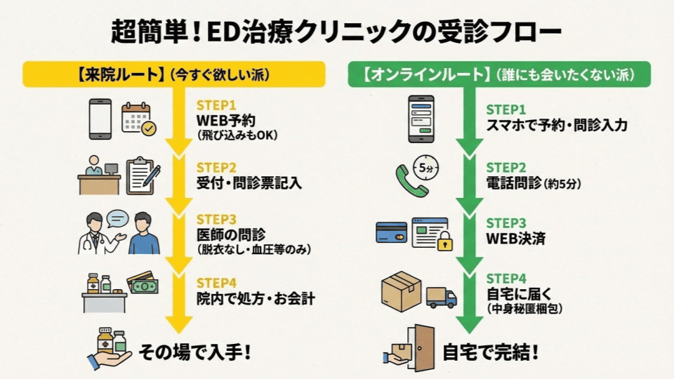イースト駅前クリニックのED診療の流れ