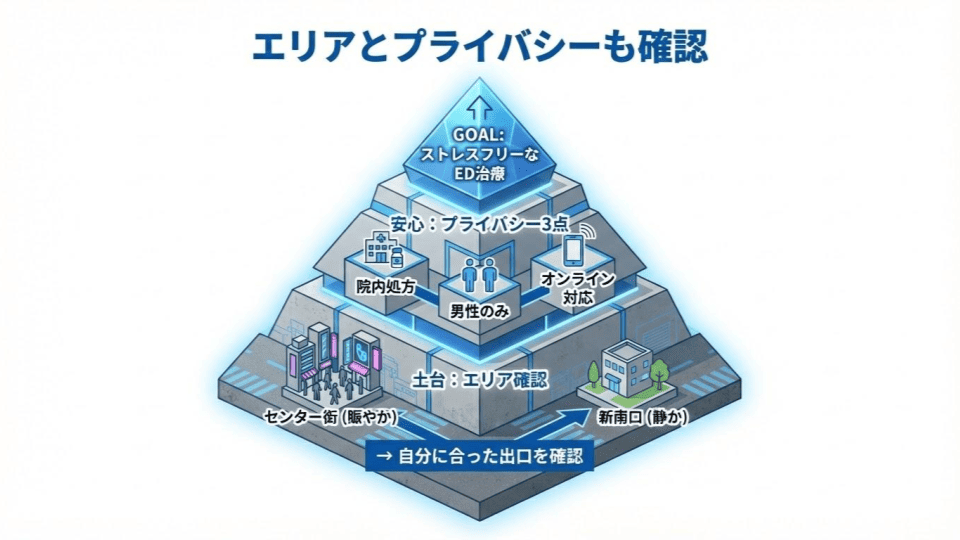 渋谷周辺でED治療クリニックを選ぶ際は渋谷駅からの方角確認とプライバシー配慮を確認する