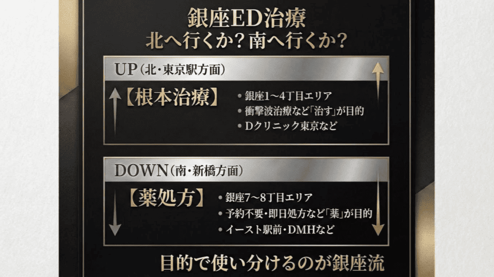 8丁目の新橋か1丁目の東京駅か目的別でエリアを選択