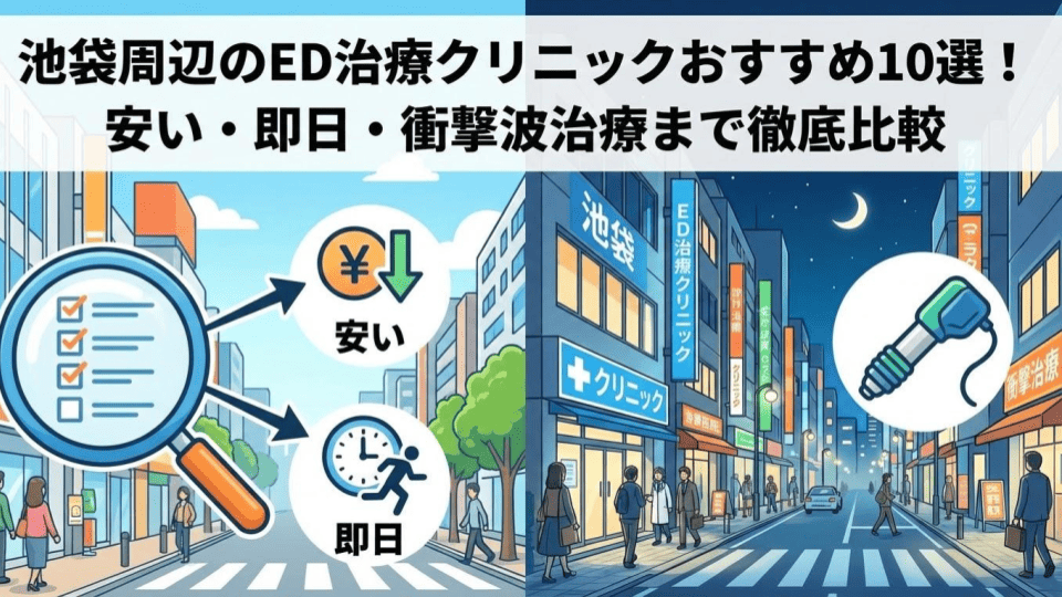 池袋周辺のED治療クリニックおすすめ10選！安い・即日・衝撃波治療まで徹底比較