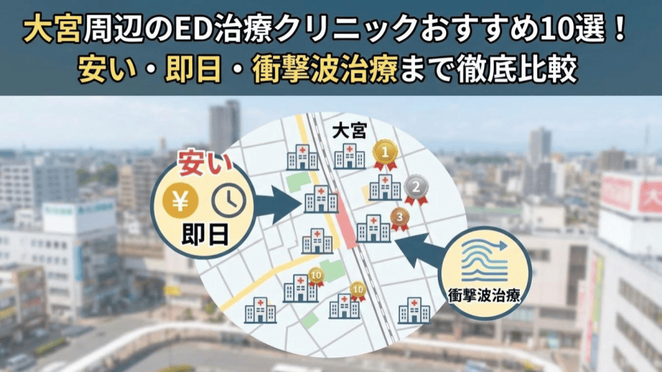 大宮周辺のED治療クリニックおすすめ10選！安い・即日・衝撃波治療まで徹底比較