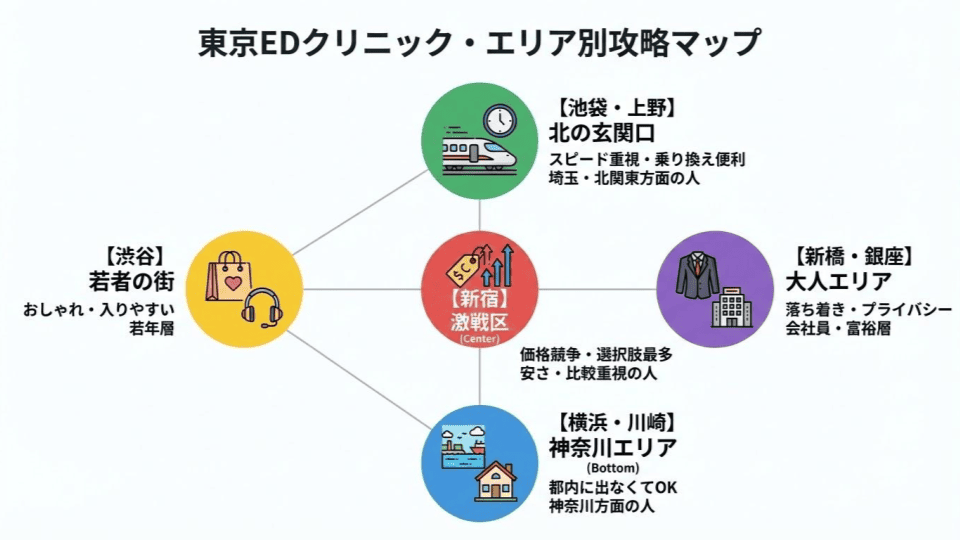 【エリア別】東京都内のED治療クリニックガイド