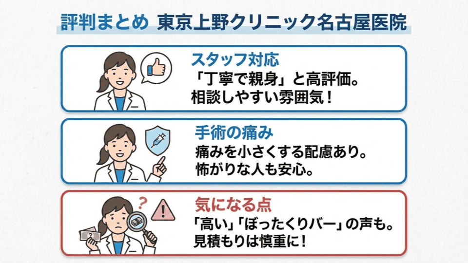 上野クリニック名古屋医院の口コミ総まとめ