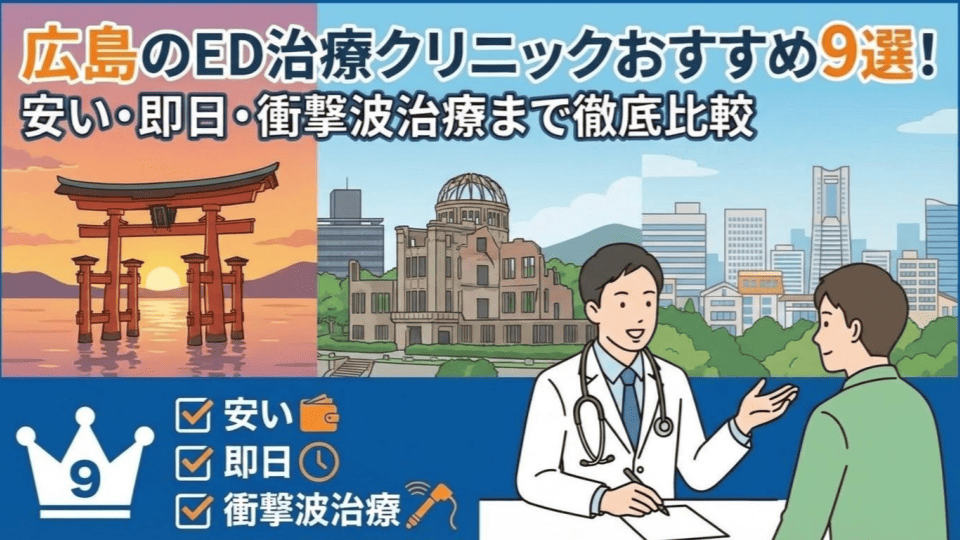 広島のED治療クリニックおすすめ9選！安い・即日・衝撃波治療まで徹底比較