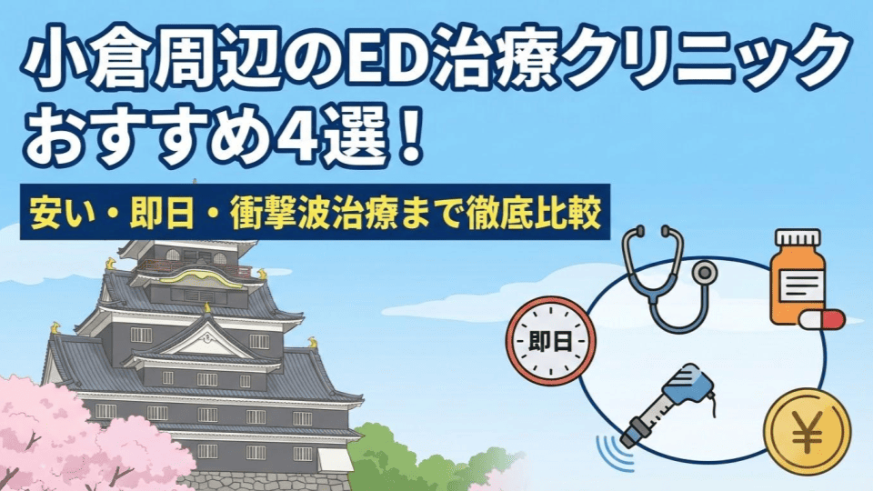 小倉周辺のED治療クリニックおすすめ４選！安い・即日・衝撃波治療まで徹底比較