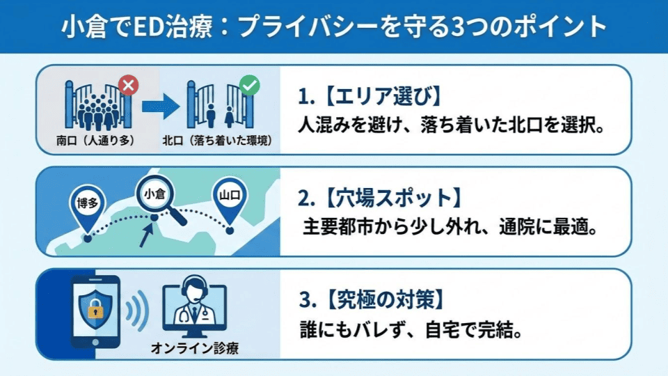小倉のED治療のプライバシーに関する選び方