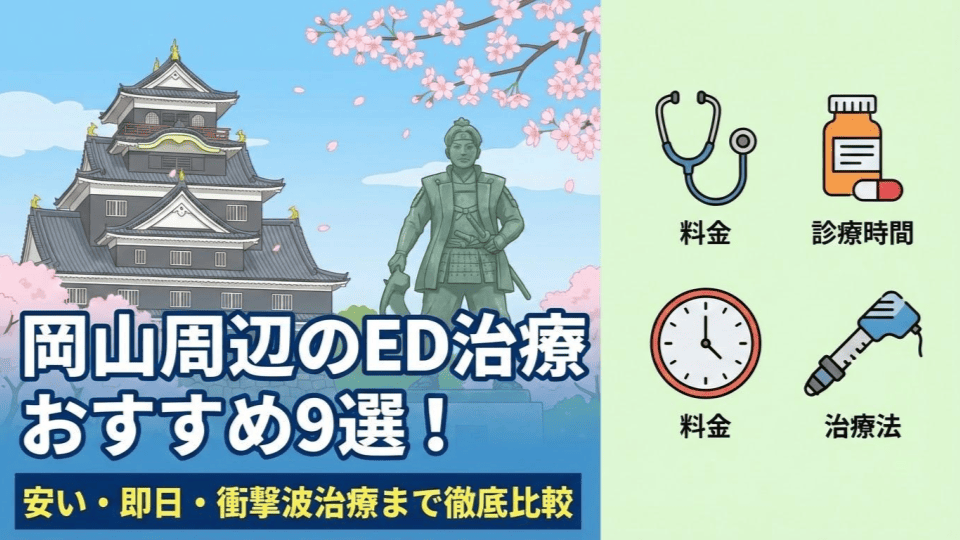 岡山周辺のED治療クリニックおすすめ9選！安い・即日・衝撃波治療まで徹底比較
