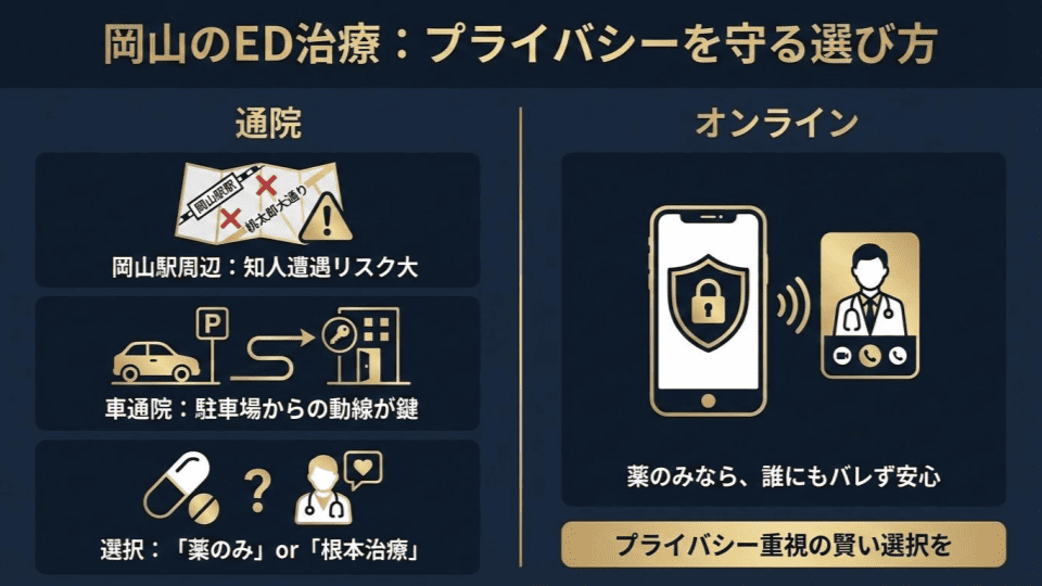 岡山駅のED治療におけるプライバシーで考慮したいこと