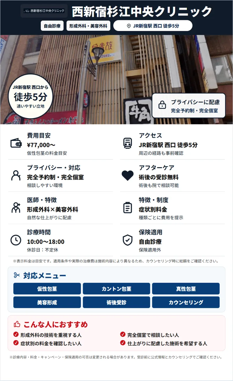 西新宿杉江中央クリニックの特徴紹介