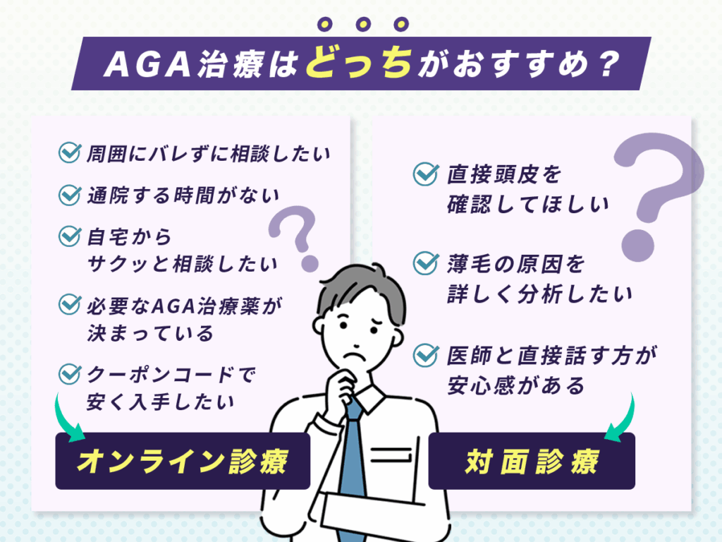 AGA治療のオンライン診療と対面診療はどっちがおすすめ?