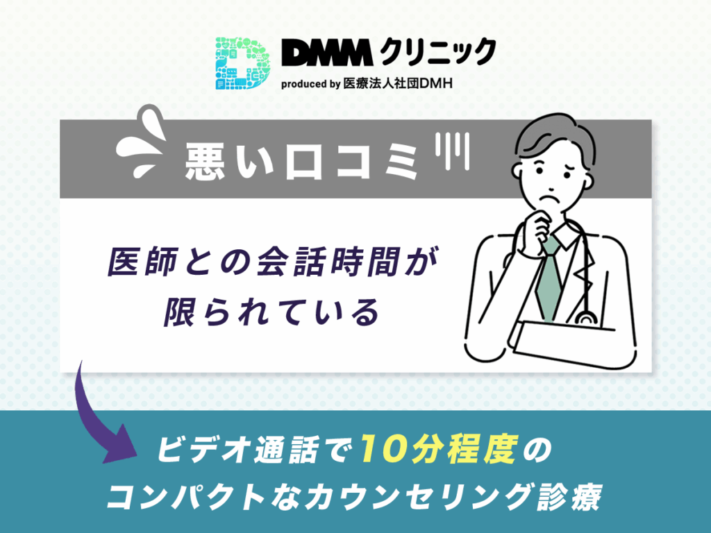 DMMオンラインクリニックの悪い口コミ:医師との会話時間が限られている