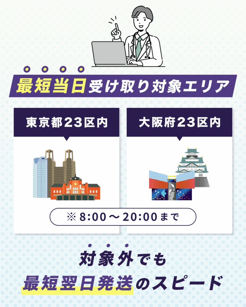 DMMオンラインクリニックおうちAGAの当日受け取りエリア