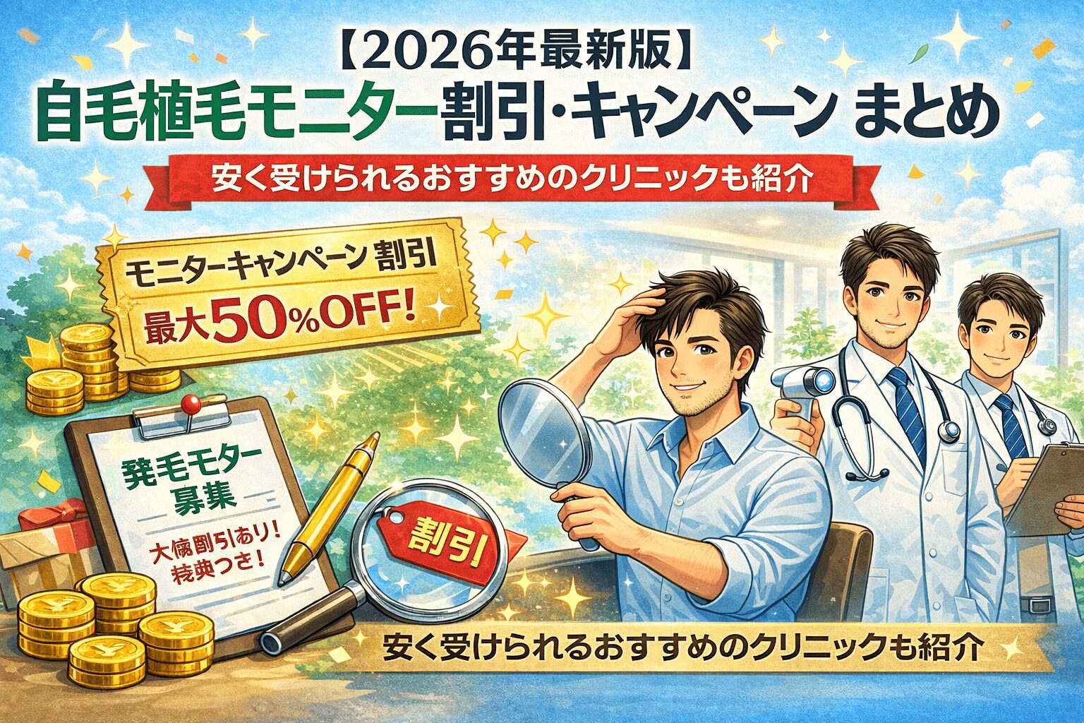 自毛植毛キャンペーンをまとめてお伝え！安く受けられるおすすめクリニックも紹介