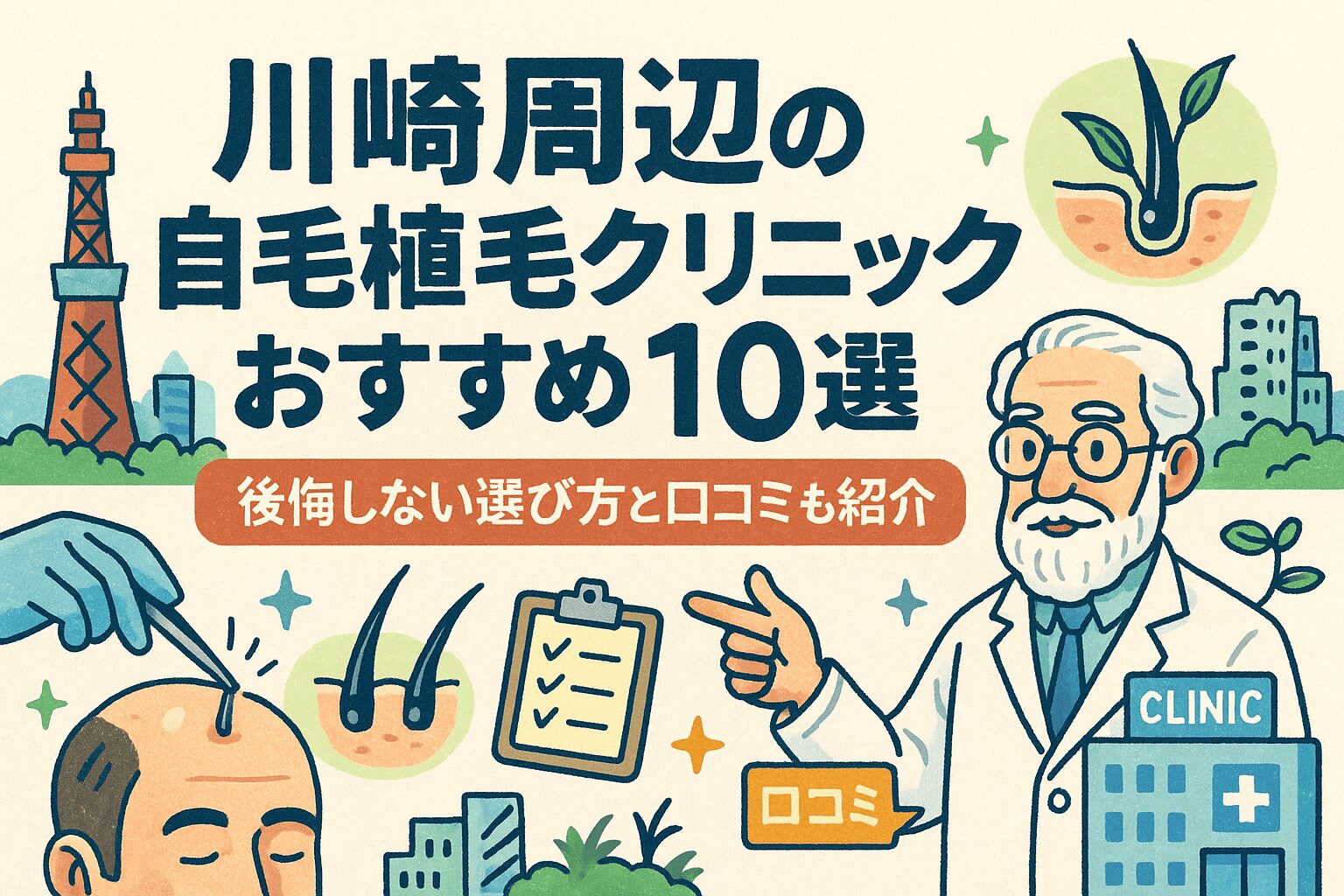 川崎周辺の自毛植毛クリニックおすすめ10選を後悔しない選び方とあわせて紹介