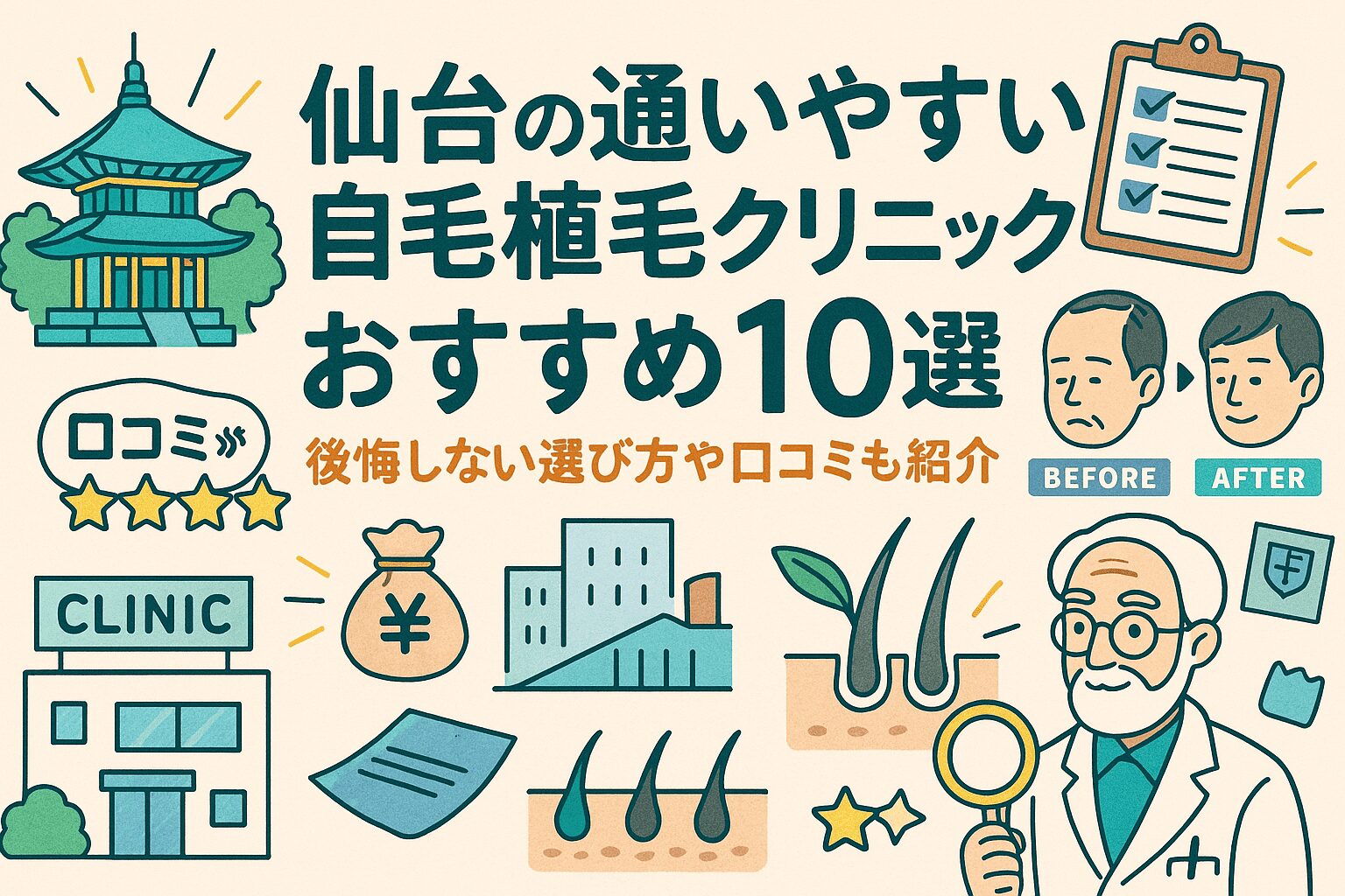 仙台の自毛植毛クリニックおすすめ10選を後悔しない選び方とあわせて紹介