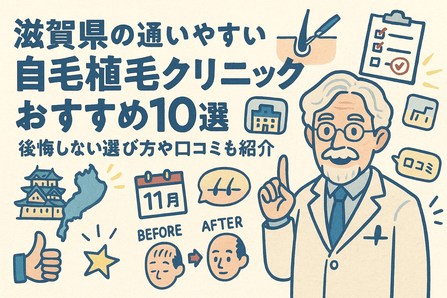 滋賀県の自毛植毛クリニックおすすめ10選を後悔しない選び方とあわせて紹介