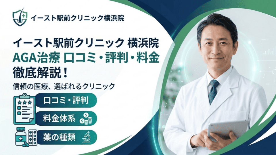イースト駅前クリニック横浜院のAGA治療の口コミ・評判は？料金や薬の種類も徹底解説